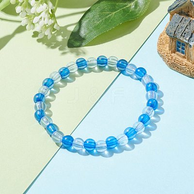 Transparent Acrylic Round Beads Stretch Bracelets for Kids BJEW-JB06505-1