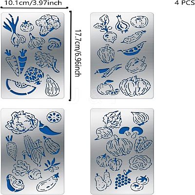 4Pcs 4 Style 304 Stainless Steel Cutting Dies Stencils DIY-FG0002-17-1