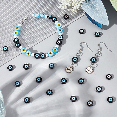 1 Strand Handmade Evil Eye Lampwork Beads Strands LAMP-NB0001-86A-1
