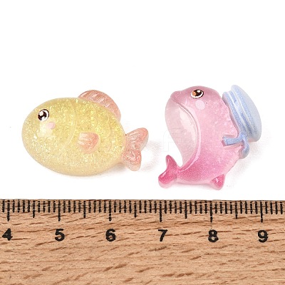 Ocean Theme Transparent Resin & Paillette Cabochons RE-CBA9C4E-01-1