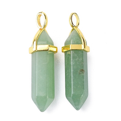 Natural Green Aventurine Pointed Pendants G-G025-01G-09-1