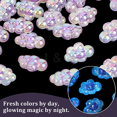 35Pcs UV Plating Rainbow Iridescent Acrylic Beads PACR-PA0001-23B-1