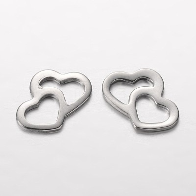 Tarnish Resistant Heart to Heart 201 Stainless Steel Charms X-STAS-I045-22-1