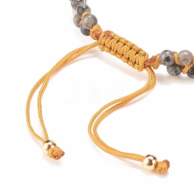 Teardrop Natural Larvikite Braided Bead Bracelet BJEW-JB08116-01-1