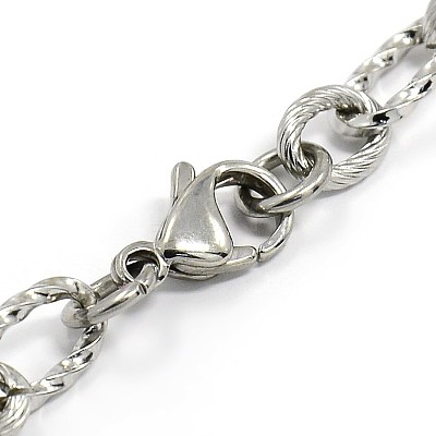 Tarnish Resistant Fashionable 304 Stainless Steel Composite Figaro Cable Chains Bracelets STAS-A028-B095P-1
