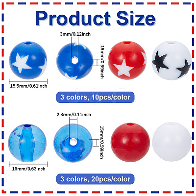 90Pcs 3 Colors Opaque Acrylic Beads SACR-SP0001-14-1