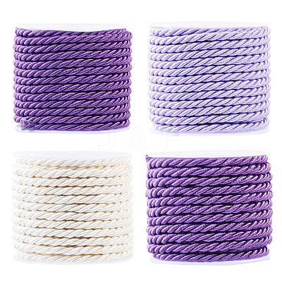 4 Rolls 4 Colors Round Polyester Cord OCOR-TA0003-88C-1