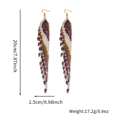 Bohemian Long Tassel Glass Seed Beaded Dangle Earrings for Women IW9172-1-1