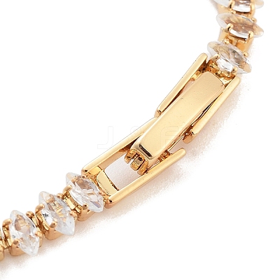 Brass Pave Clear Cubic Zirconia Horse Eye Link Bracelets BJEW-YWC0002-03A-G-1