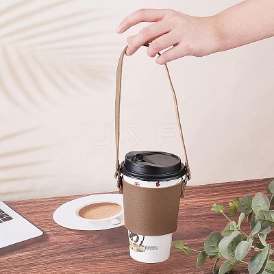 PU Leather Heat Resistant Reusable Cup Sleeve AJEW-GF0003-90C-1