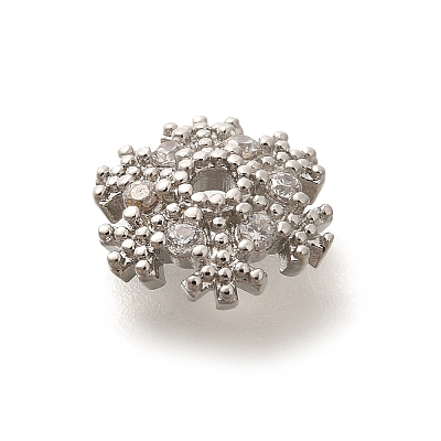 Rack Plating Brass Micro Pave Clear Cubic Zirconia Bead Caps KK-H508-22B-P-1