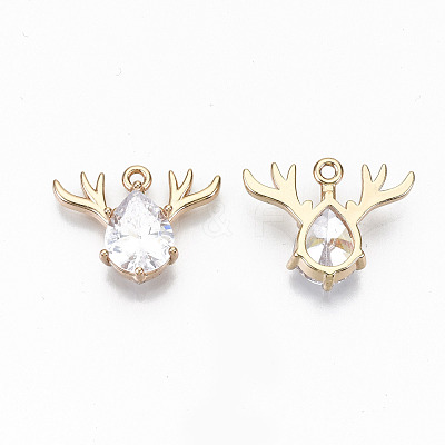 Brass Glass Rhinestone Pendants X-GLAA-S179-24A-RS-1