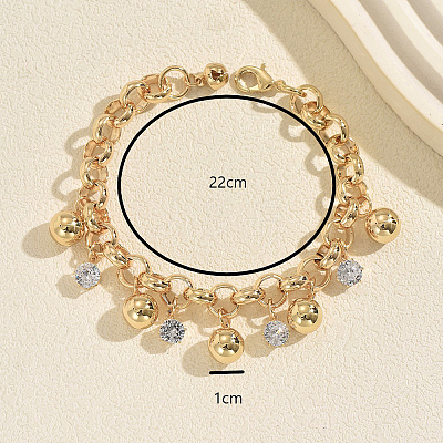 Vintage Iron Pave Clear Cubic Zirconia Round Ball Charm Bracelets for Women WQ0011-1