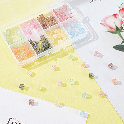 160Pcs 8 Colors Crackle Glass Beads GLAA-PH0001-38-1