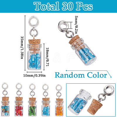 30Pcs Glass Bottle with Glass Seed Beads European Dangle Charms FIND-SC0012-99-1