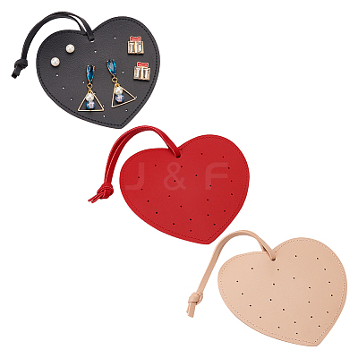 3Pcs 3 Colors Imitation Leather Earring Display Cards EDIS-FG0001-66-1