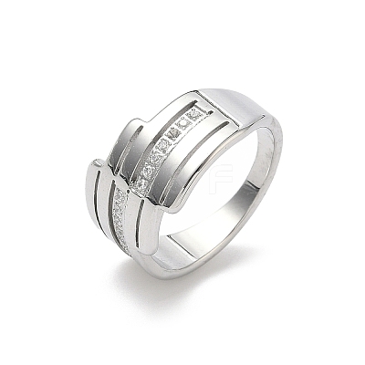 304 Stainless Steel Cubic Zirconia Finger Rings for Women RJEW-F189-04P-1