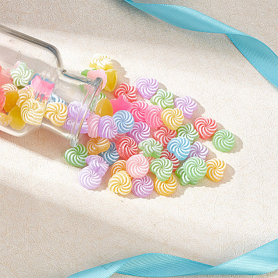 75Pcs 3 Styles Rainbow Color Resin Imitation Candy Cabochons RESI-GO0001-04-1