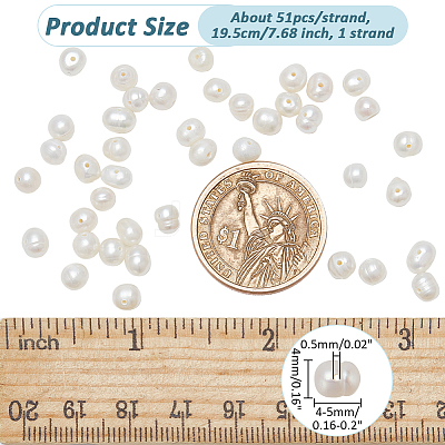 1 Strand Natural Cultured Freshwater Pearl Beads Strands PEAR-NB0002-50-1