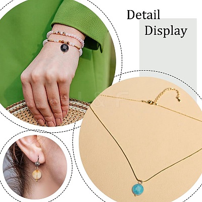 14Pcs 7 Styles Flat Round Faceted Natural & Synthetic Gemstone Pendants PALLOY-AR00010-1