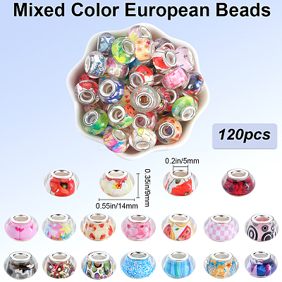 120Pcs Resin European Beads FIND-SP0002-05D-1
