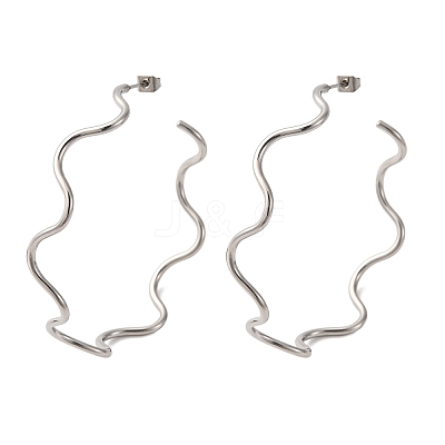 304 Stainless Steel Wavy Stud Earrings EJEW-R028-02P-1
