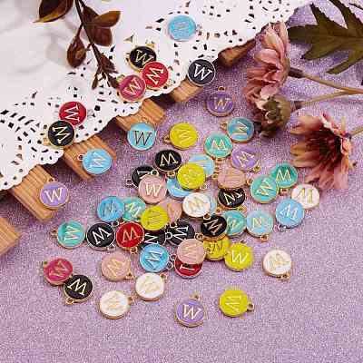 120Pcs 12 Colors Golden Plated Alloy Charms ENAM-SZ0001-64W-1