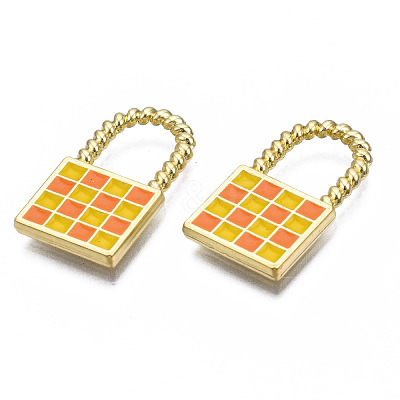 Rack Plating Alloy Checkerboard Pendants PALLOY-S132-255D-RS-1