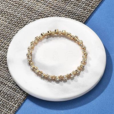 Brass Micro Pave Cubic Zirconia Cuff Bangles for Women BJEW-F482-13G-1