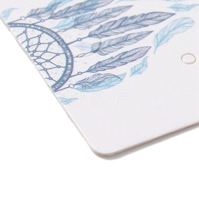 100Pcs Woven Web/Net with Feather Print Paper Jewelry Display Cards AJEW-Z021-01B-1