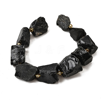 Raw Rough Natural Black Obsidian Beads Strands G-Z087-B06-1
