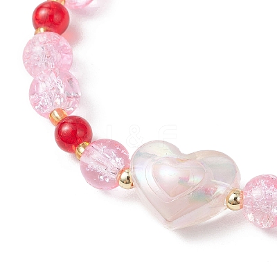Spray Painted Crackle Glass Beads Stretch Bracelets for Women BJEW-MZ00201-03-1