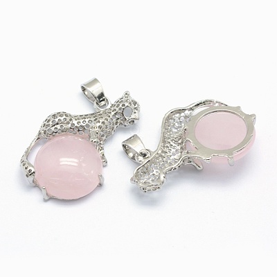Natural Rose Quartz Pendants KK-E757-C-09P-1