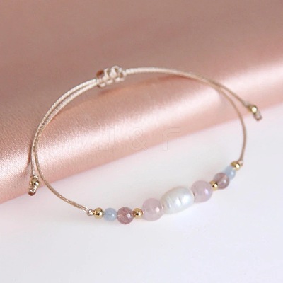 Pastel Gemstone & Imitation Pearl Beaded Bracelet AH6262-1