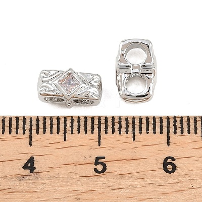 Brass Micro Pave Clear Cubic Zirconia Slide Charms KK-Z151-05P-1
