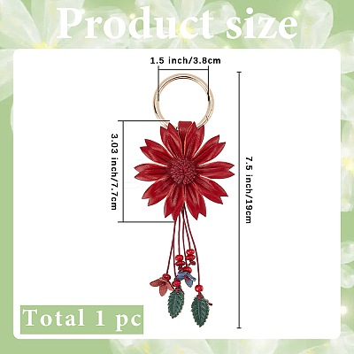 Leather and Alloy Keychain HJEW-WH20022-04B-03-1