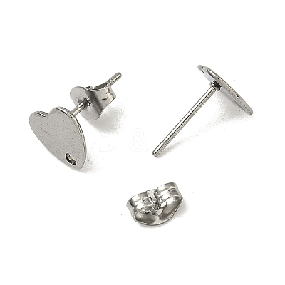 Non-Tarnish 304 Stainless Steel Heart Stud Earring Findings X-STAS-R063-37-1