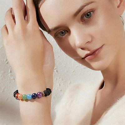 1pc Yoga Chakra Jewelry Stretch Bracelets BJEW-DJ0001-35B-1