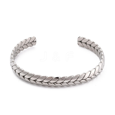 Non-Tarnish Unique Woven Wheat Cuff Bangle for Jewelry Gift STAS-B022-06P-1