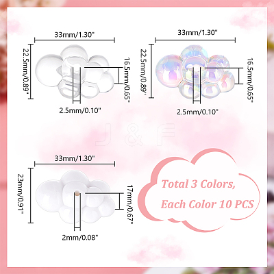 30Pcs 3 Colors Transparent & Opaque Acrylic Beads TACR-GA0001-10-1