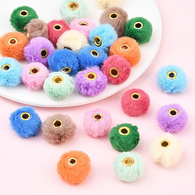 30Pcs 10 Colors Imitation Rabbit Hair European Beads FIND-YW0010-16-1