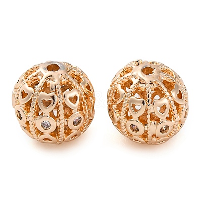 Brass Micro Pave Clear Cubic Zirconia Spacer Beads KK-Z089-09KCG-02-1