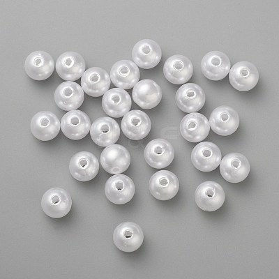 ABS Plastic Imitation Pearl Ball Beads X-MACR-A004-8mm-01-1