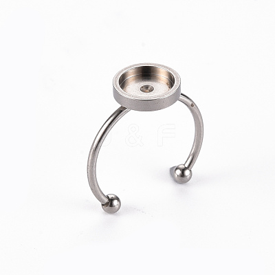 Non-Tarnish 201 Stainless Steel Cuff Pad Ring Settings X-STAS-S080-042C-P-1