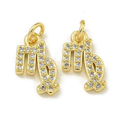 Rack Plating Brass Micro Pave Cubic Zirconia Pendants KK-K386-02B-G-1