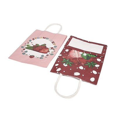 4 Styles Strawberry Print Paper Gift Bags with Handles TH-CBA170C-04-1