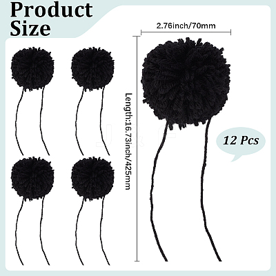 12Pcs DIY Craft Polyester Pom Pom Ball AJEW-CY0002-95A-1