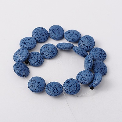 Lentil Dyed Synthetic Lava Rock Beads Strands G-N0103-21-1