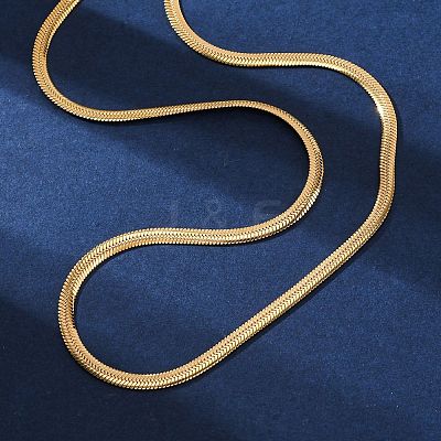 PVD Vacuum Plating 304 Stainless Steel Herringbone Chain Necklaces X-NJEW-F227-02G-04-1