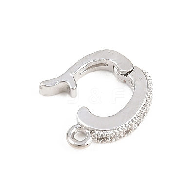 Brass Micro Pave Clear Cubic Zirconia Fold Over Clasps KK-H268-08P-1